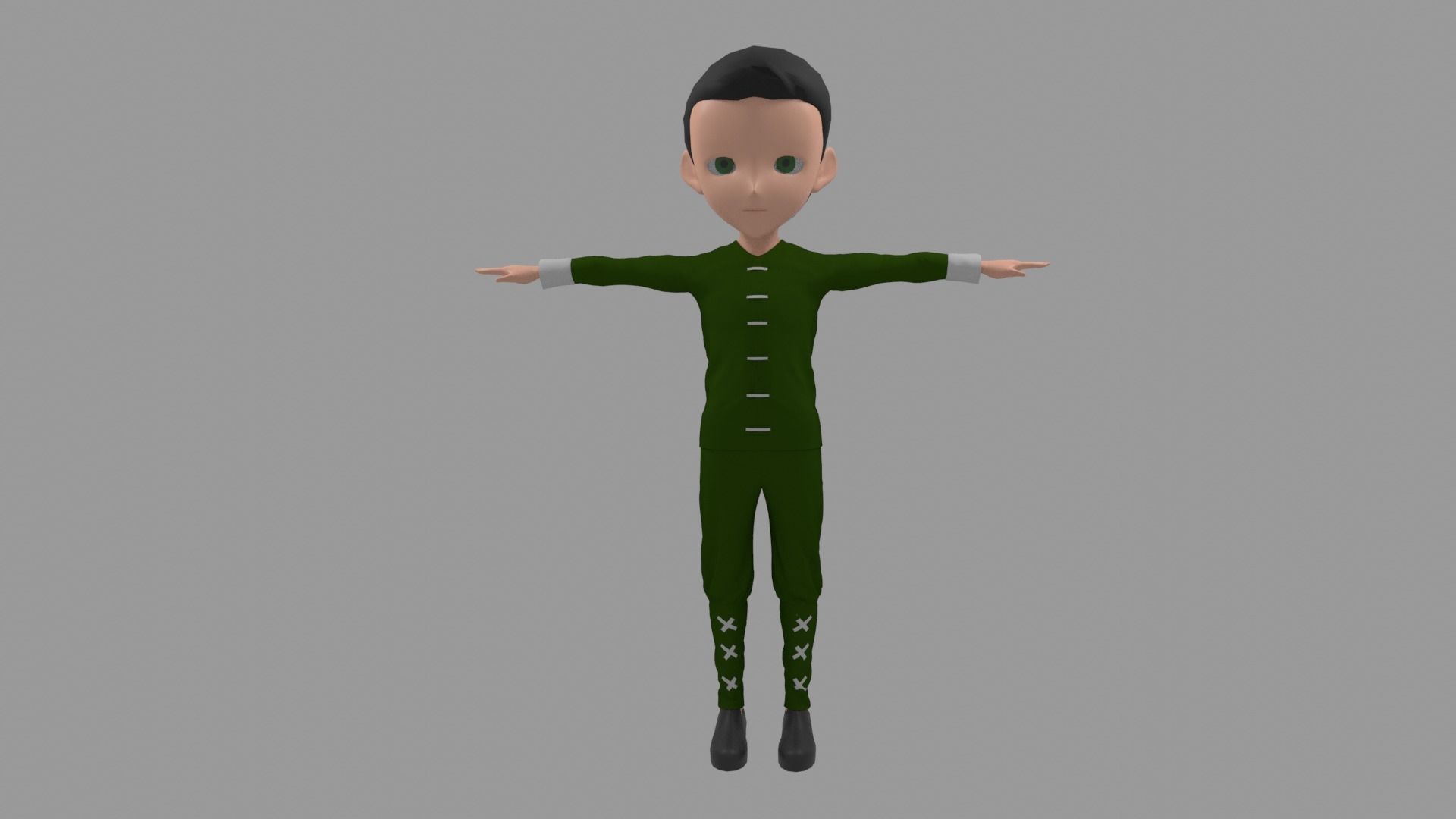 Kung fu - Cartoon Character Man Low-poly 3D model_2