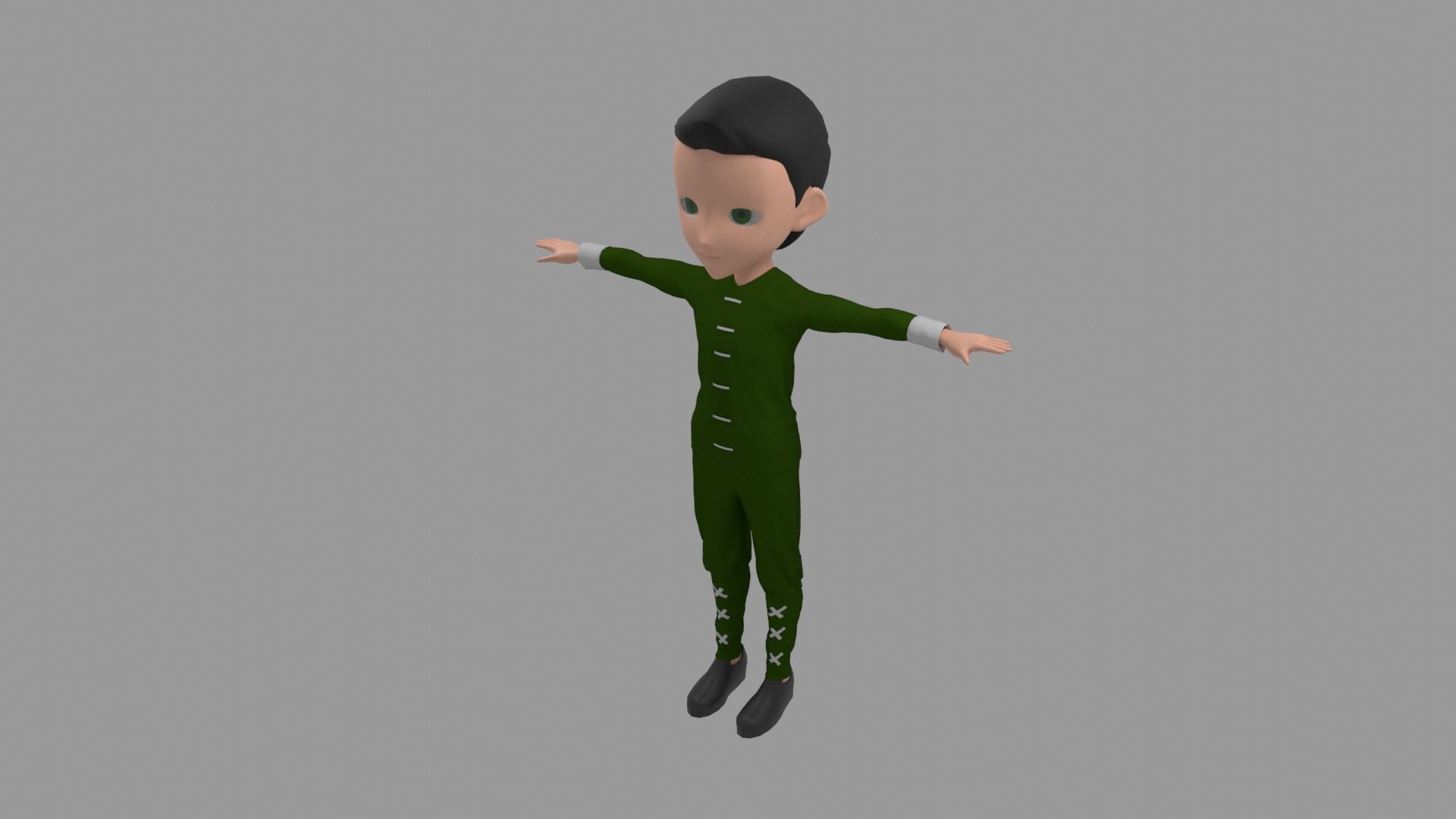 Kung fu - Cartoon Character Man Low-poly 3D model_1