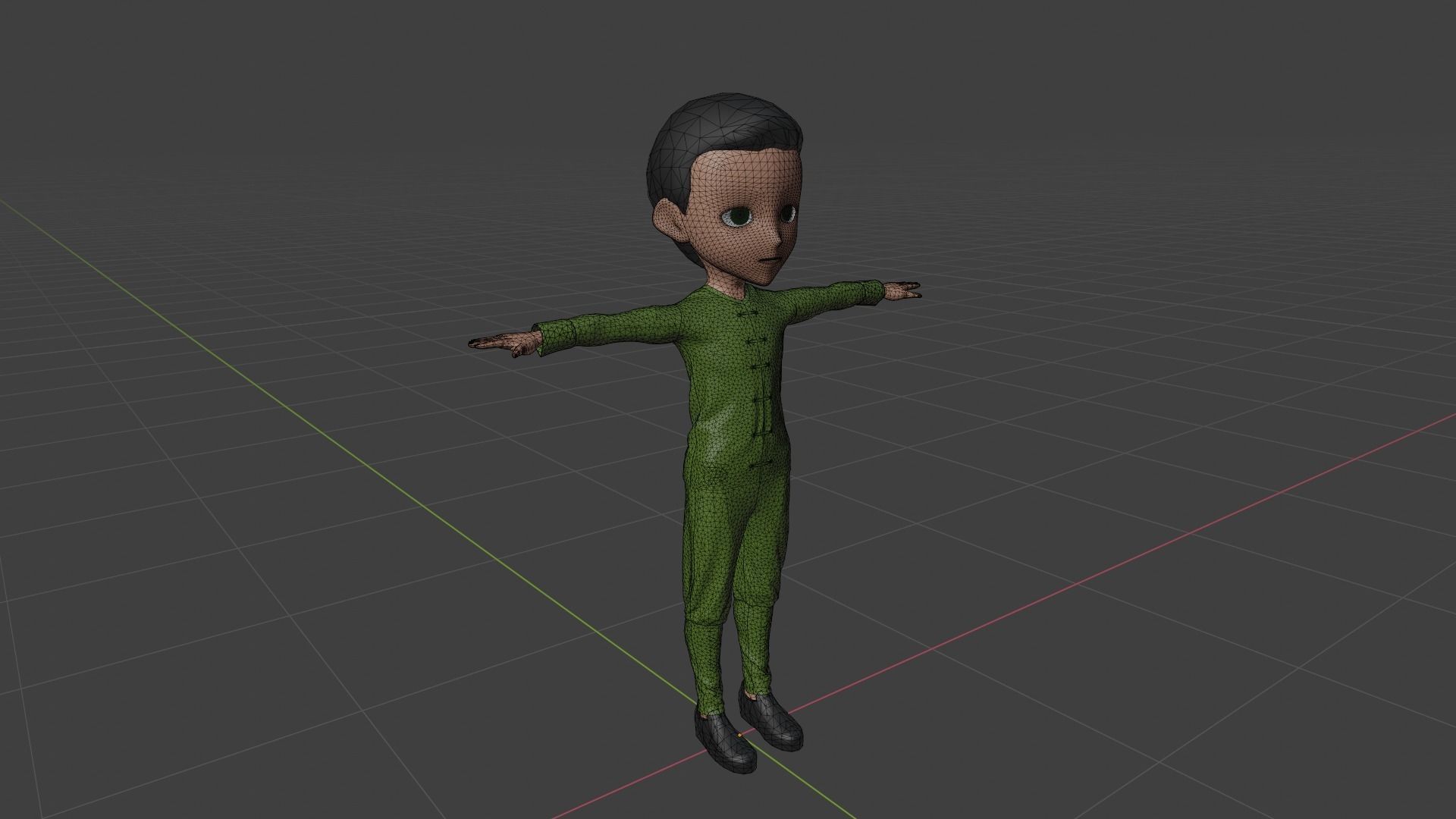 Kung fu - Cartoon Character Man Low-poly 3D model_6