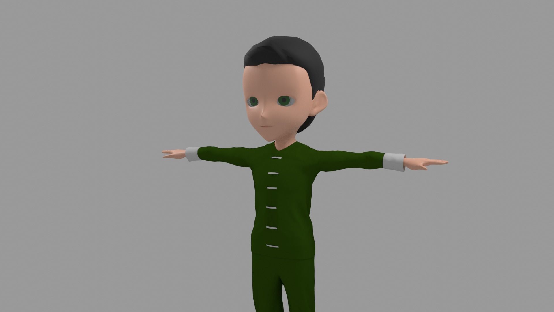 Kung fu - Cartoon Character Man Low-poly 3D model_4