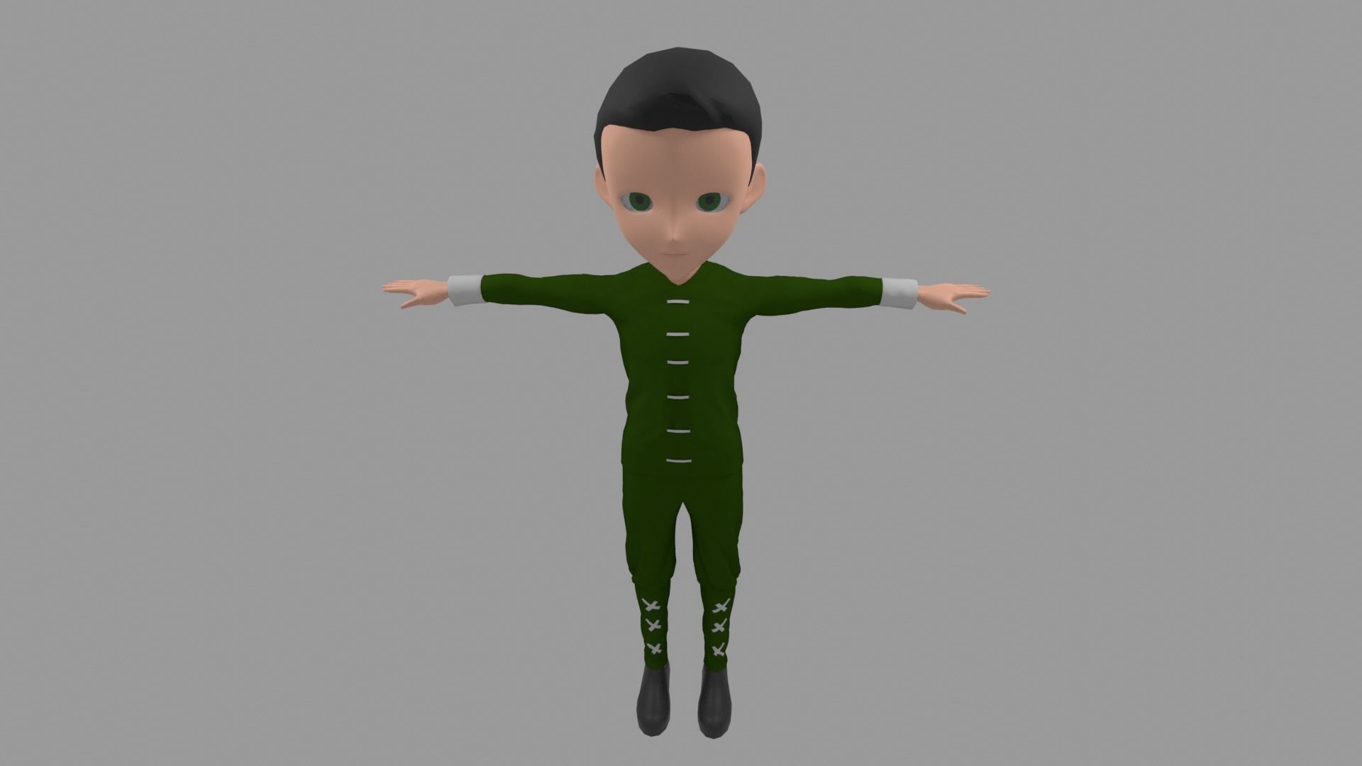 Kung fu - Cartoon Character Man Low-poly 3D model_5