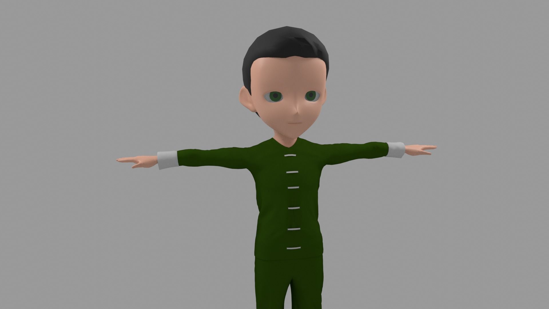 Kung fu - Cartoon Character Man Low-poly 3D model_3