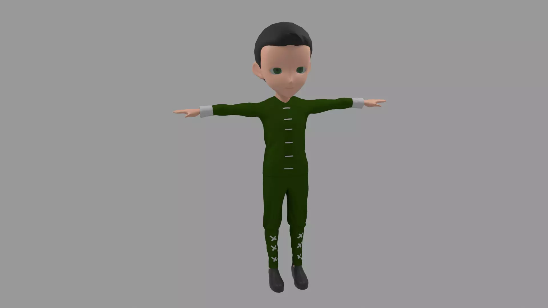 Kung fu - Cartoon Character Man Low-poly 3D model_0