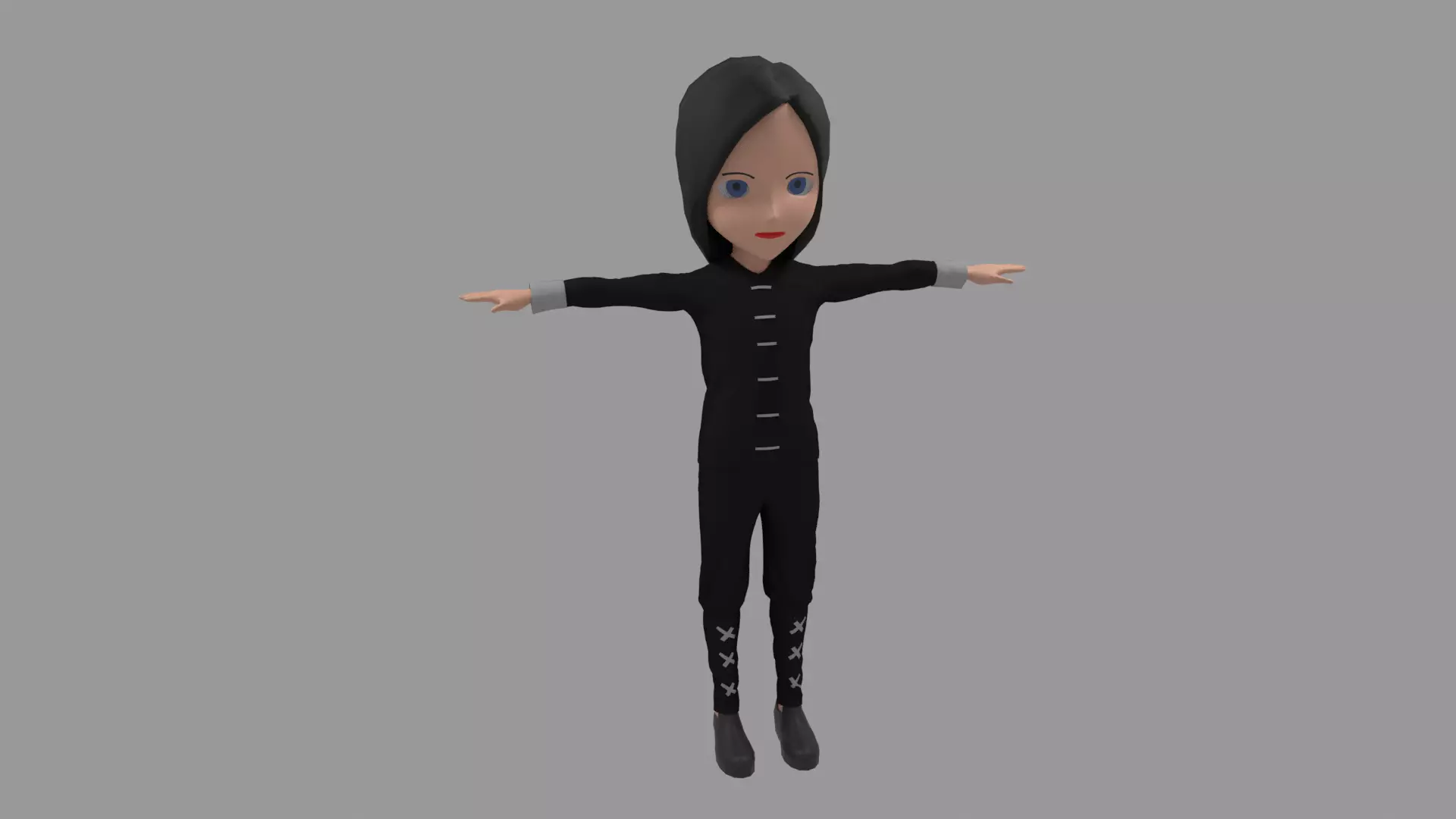 Kung fu - Cartoon Character Woman Low-poly 3D model