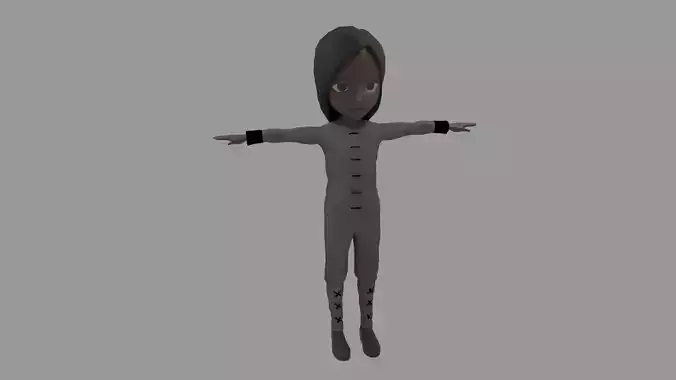 Kung fu - Cartoon Character Afro Woman Low-poly 3D model