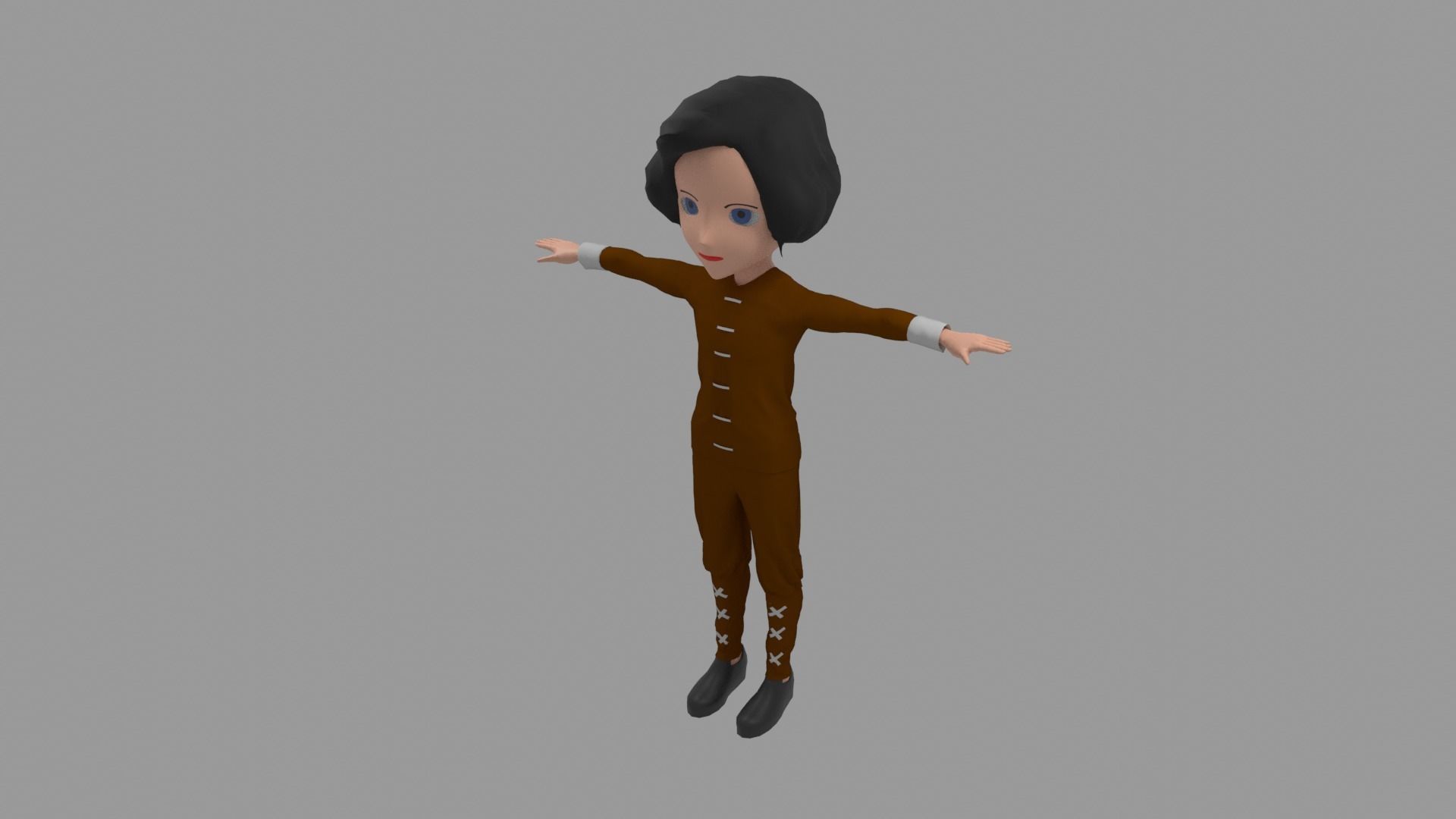 Kung fu - Cartoon Character Woman Low-poly 3D model_1