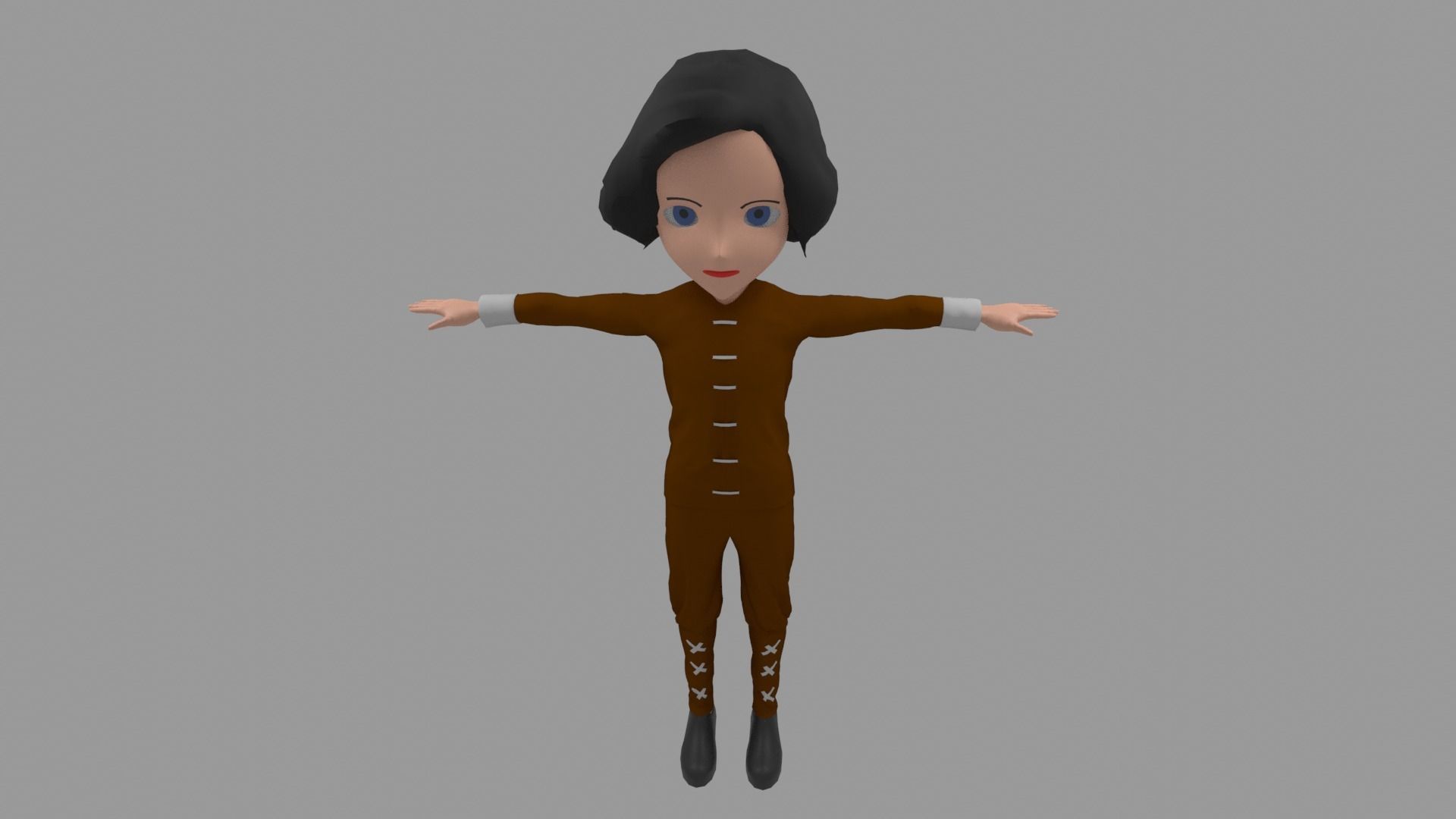 Kung fu - Cartoon Character Woman Low-poly 3D model_5