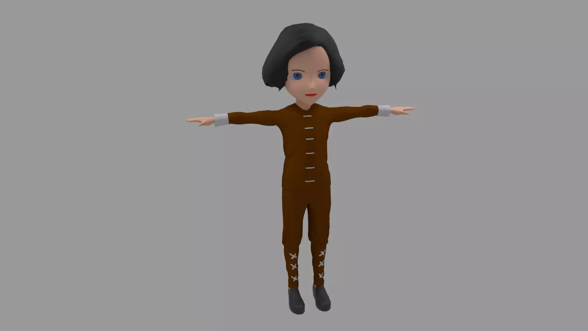 Kung fu - Cartoon Character Woman Low-poly 3D model_0