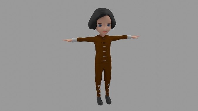 Kung fu - Cartoon Character Woman Low-poly 3D model