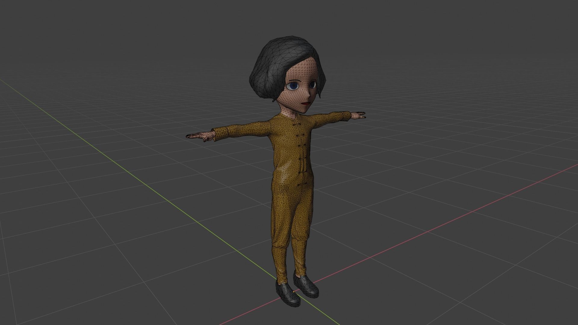 Kung fu - Cartoon Character Woman Low-poly 3D model_6