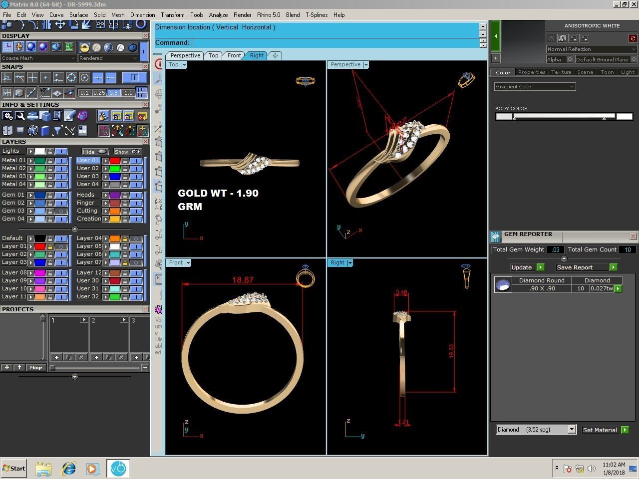 Diamond Ring For Women 3d Print Model 3D print model_3