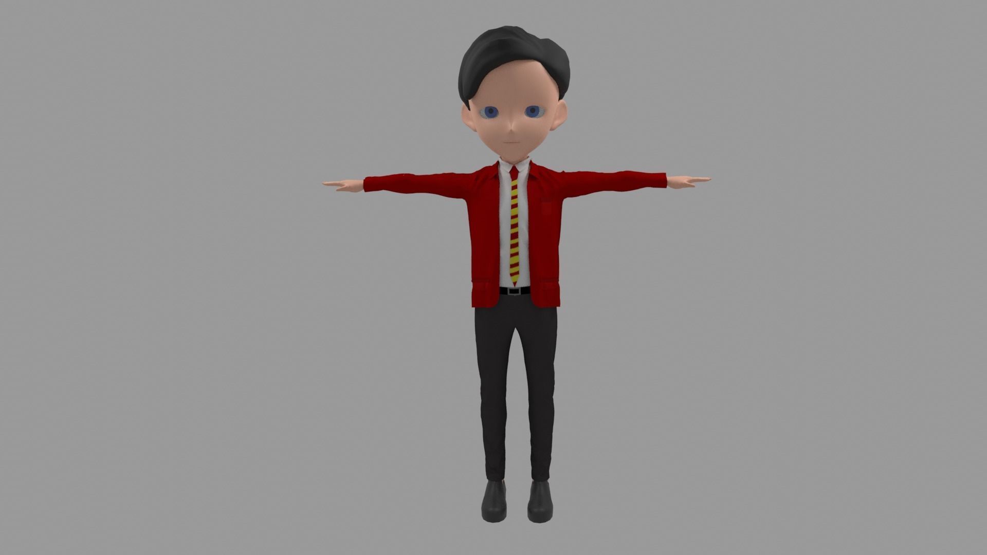 Student - Cartoon Character Man Low-poly 3D model_2