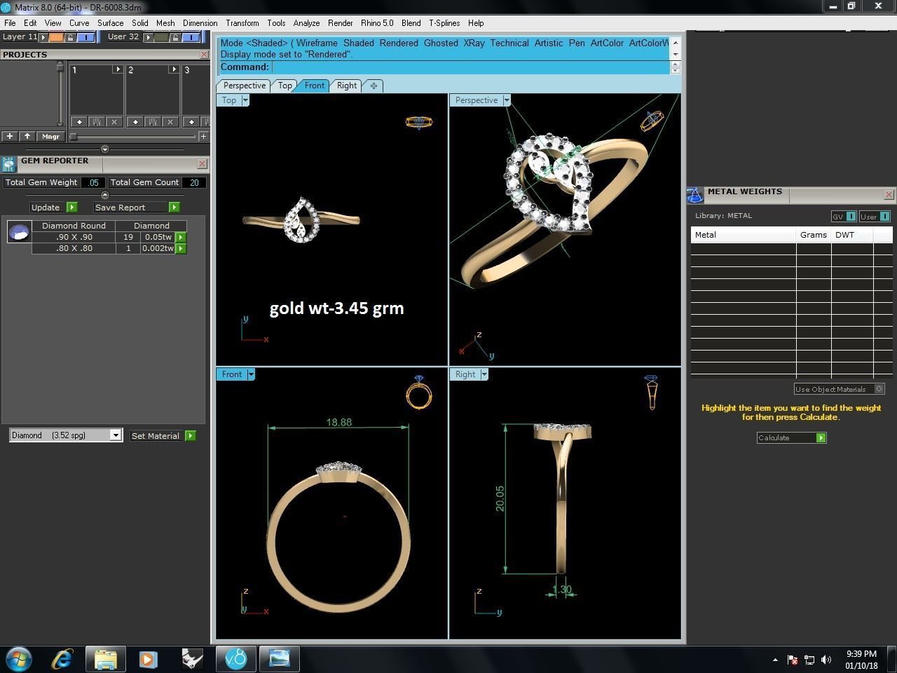 Diamond Ring For Women 3d Print Model 3D print model_3