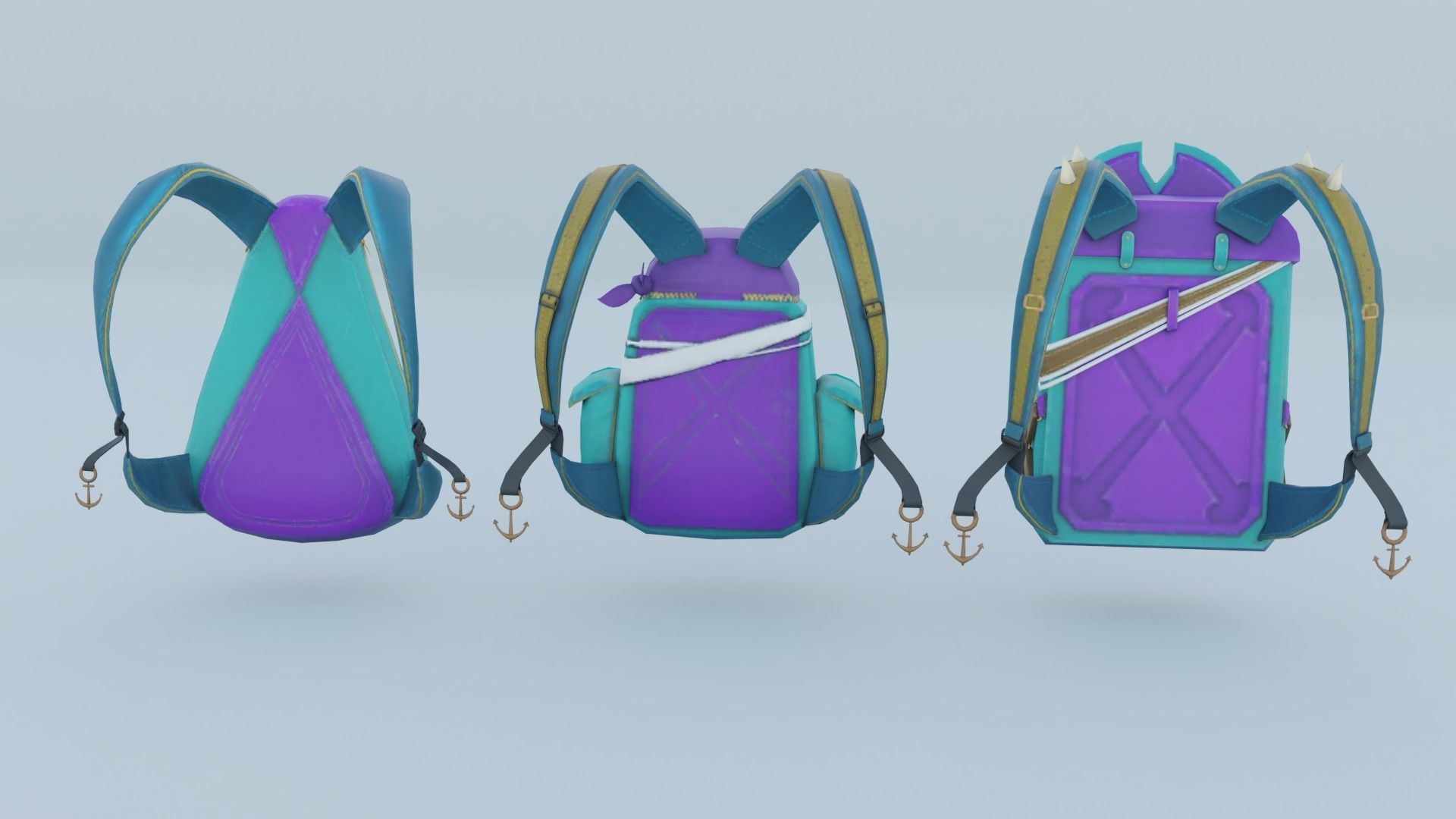 bag 3x Steampunk Captain Backpack 3D model_5