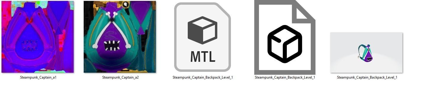 bag 3x Steampunk Captain Backpack 3D model_14