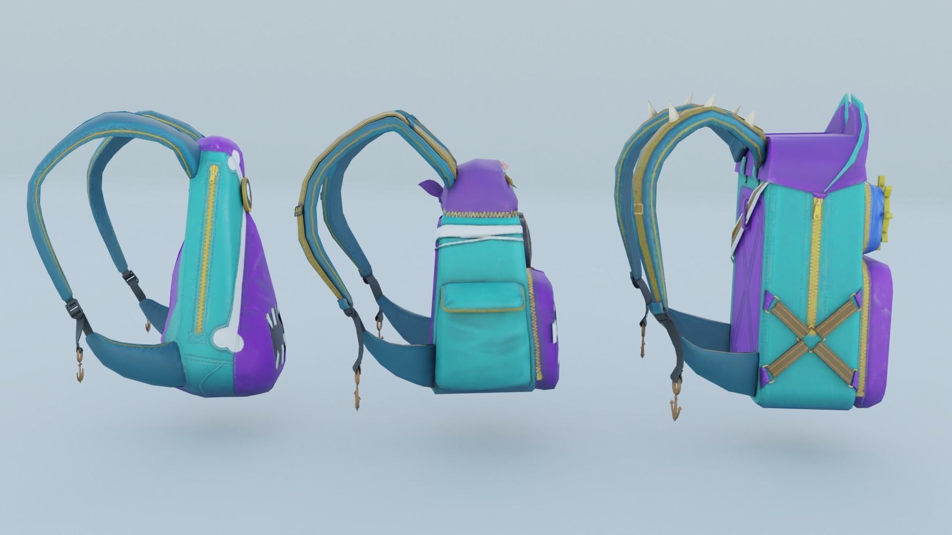 bag 3x Steampunk Captain Backpack 3D model_6