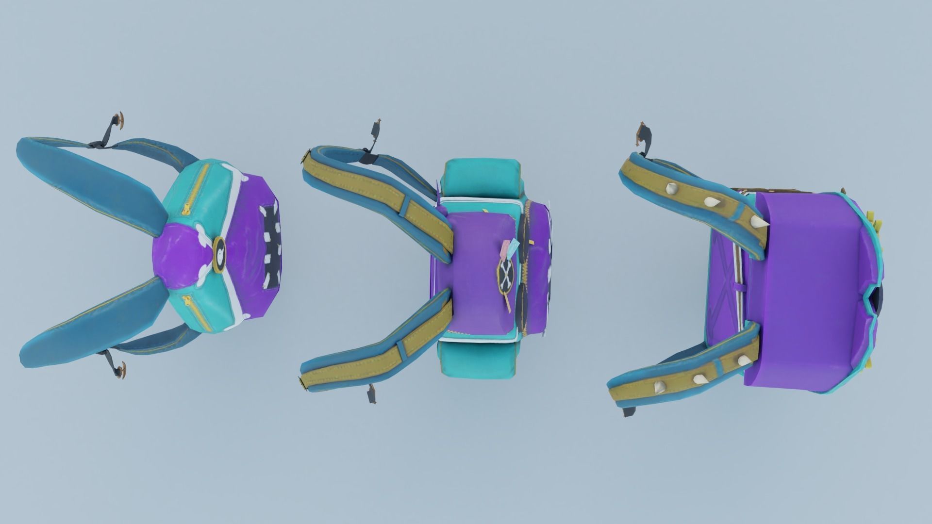 bag 3x Steampunk Captain Backpack 3D model_7