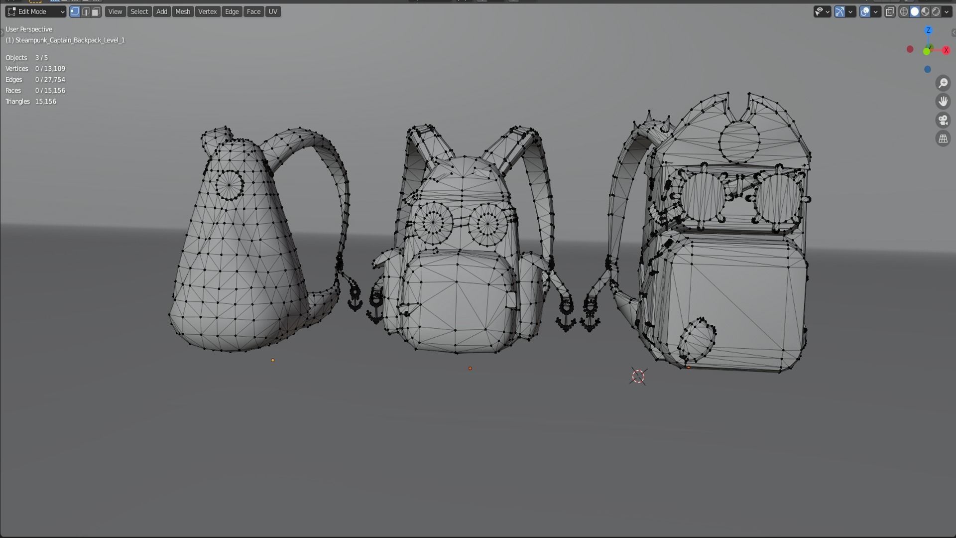 bag 3x Steampunk Captain Backpack 3D model_11