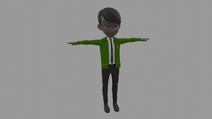 Student - Cartoon Character Afro Man Low-poly 3D model