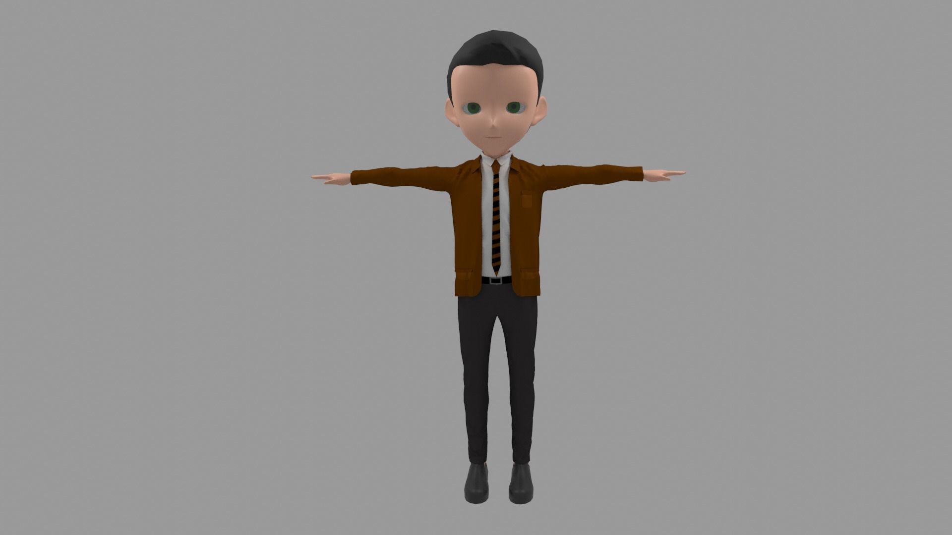 Student - Cartoon Character Man Low-poly 3D model_2
