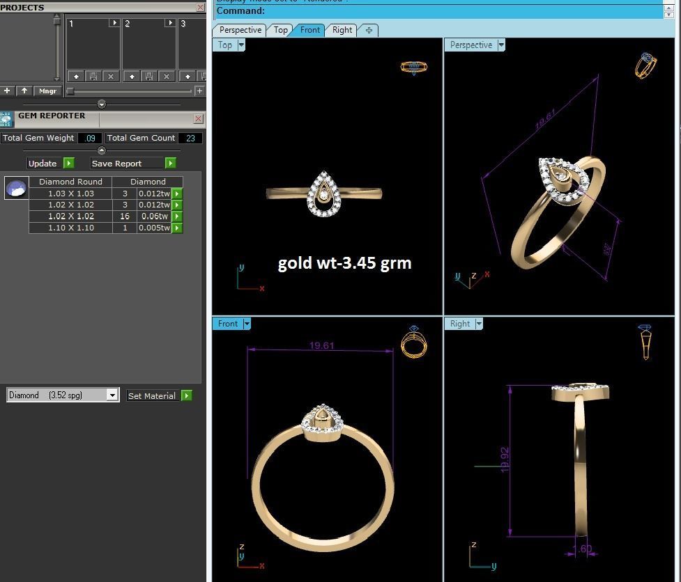 Diamond Ring For Women 3d Print Model 3D print model_3