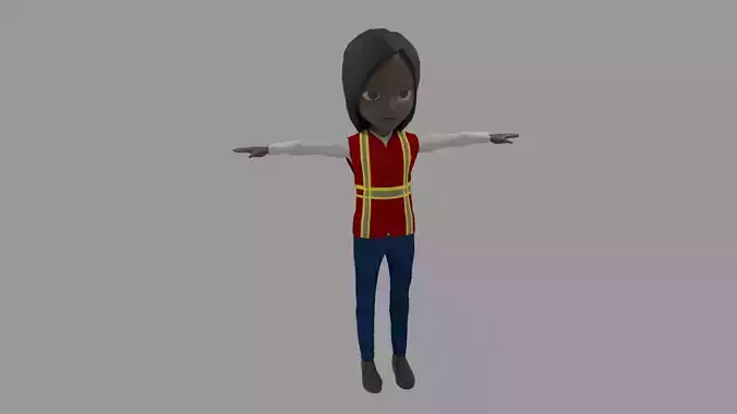 Worker - Cartoon Character Afro Woman 