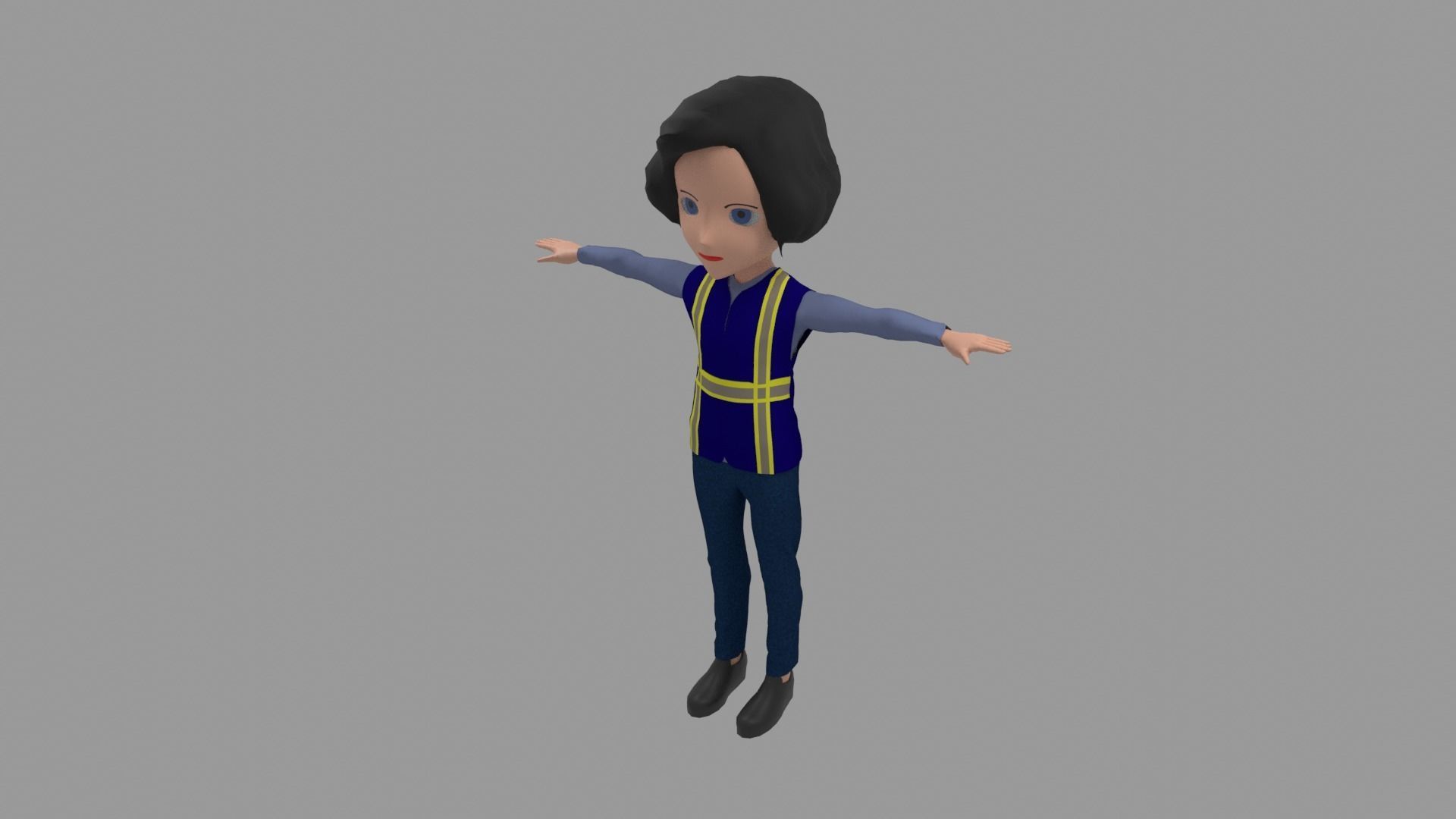 Worker - Cartoon Character Woman  Low-poly 3D model_1