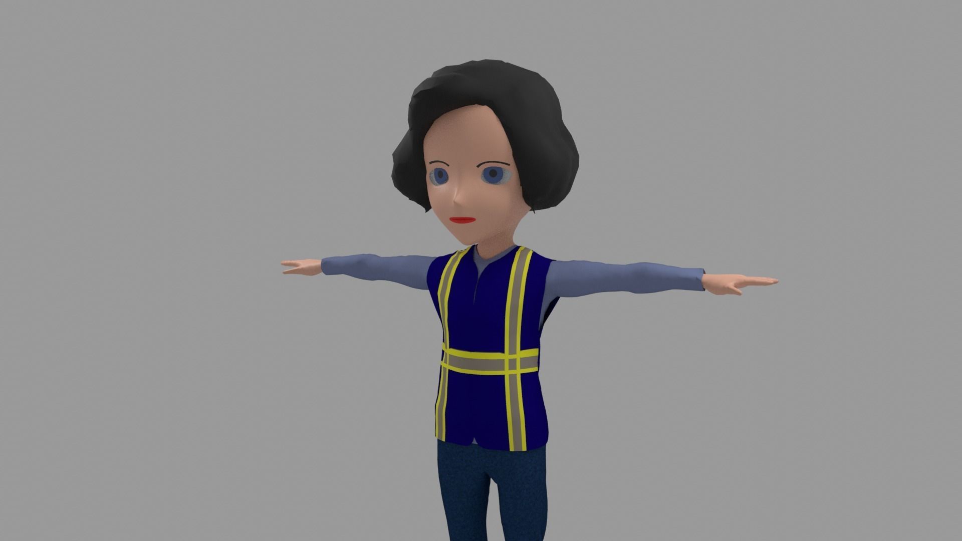 Worker - Cartoon Character Woman  Low-poly 3D model_4