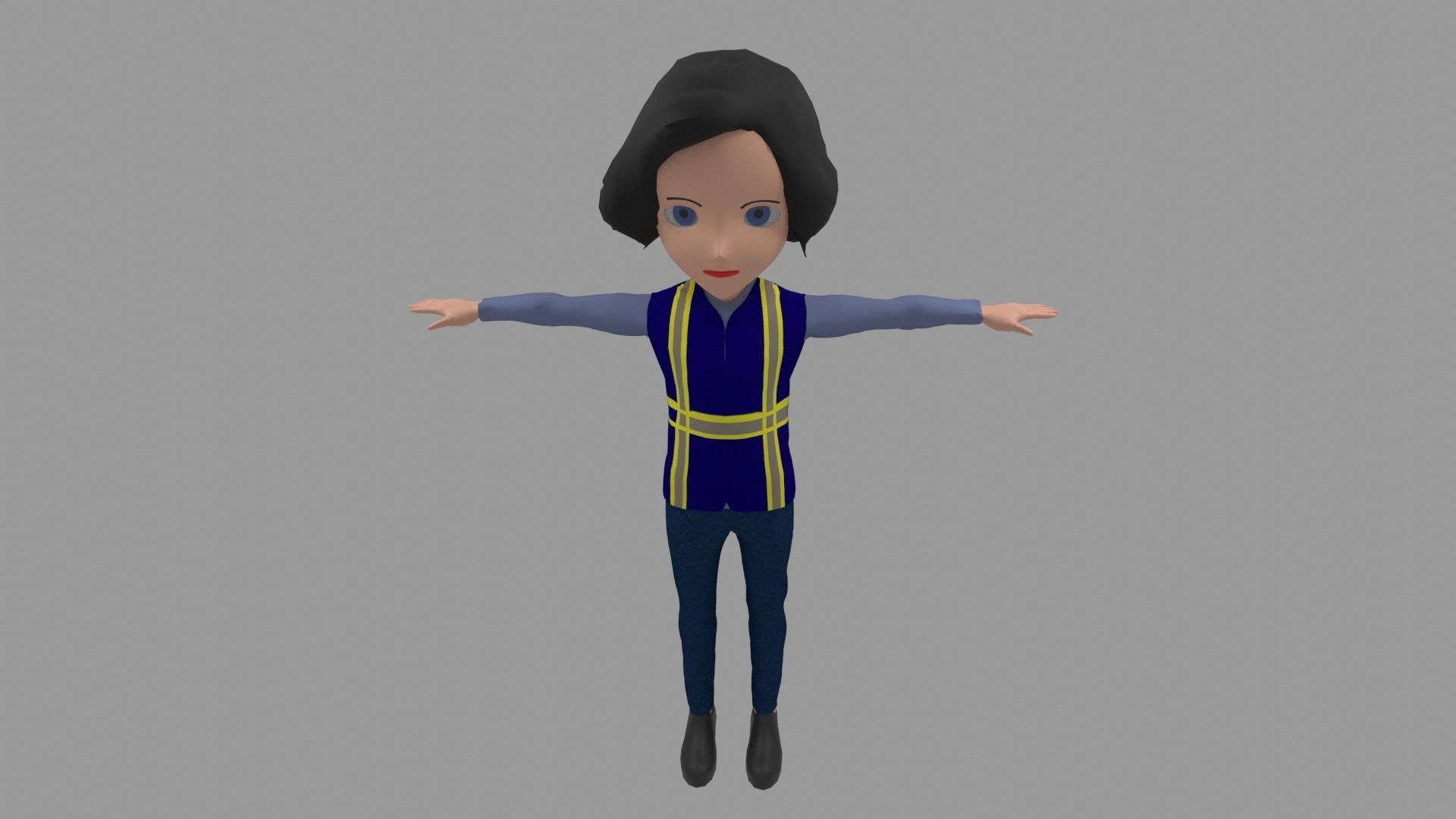 Worker - Cartoon Character Woman  Low-poly 3D model_5