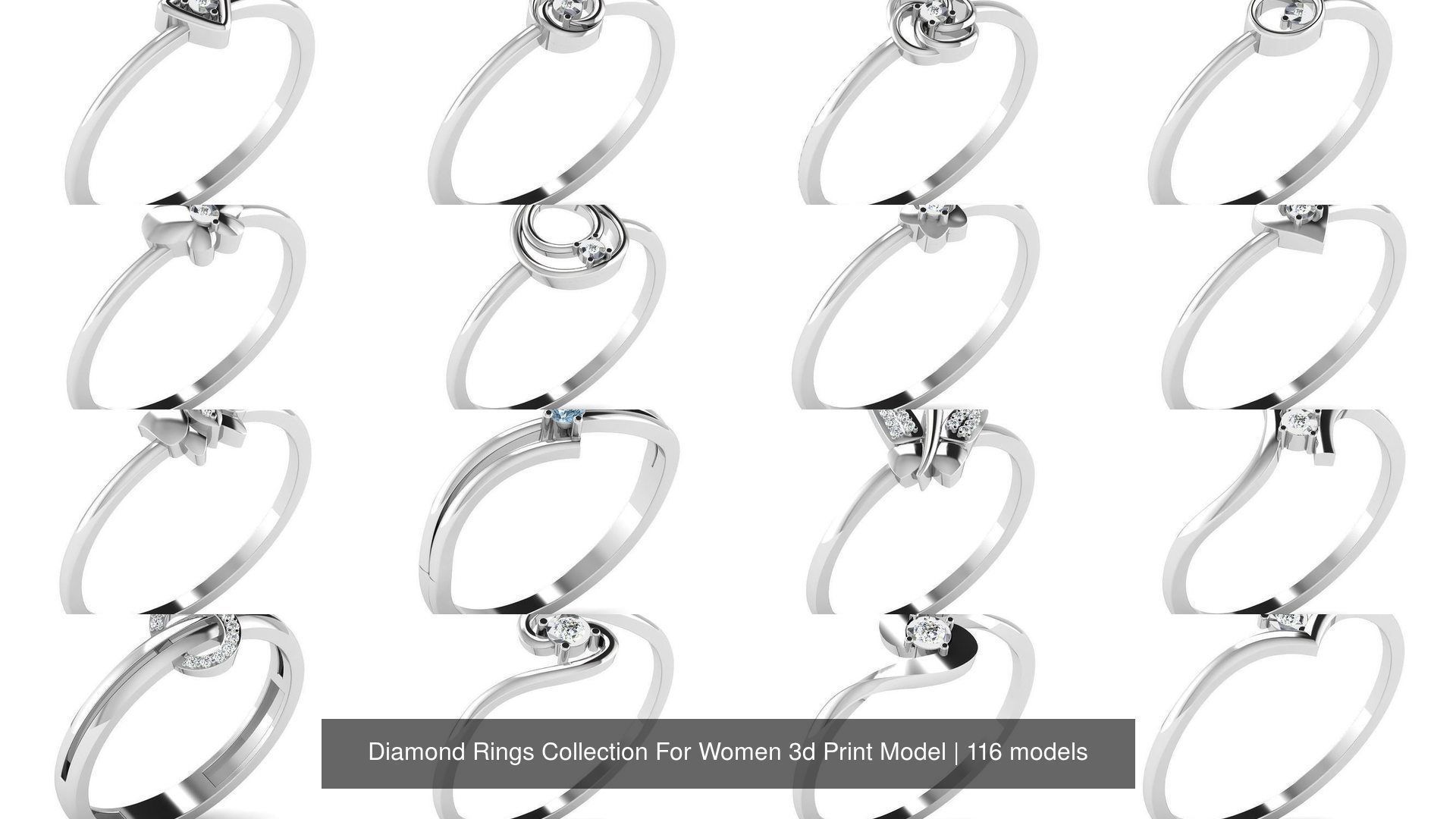 Diamond Rings Collection For Women 3d Print Model _8