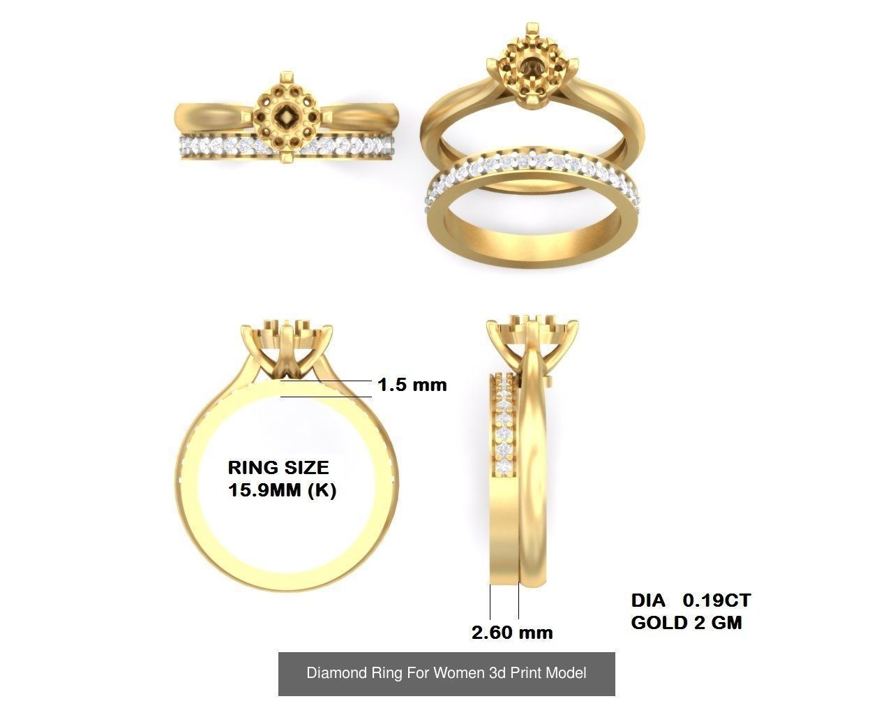 Diamond Rings Collection For Women 3d Print Model _25