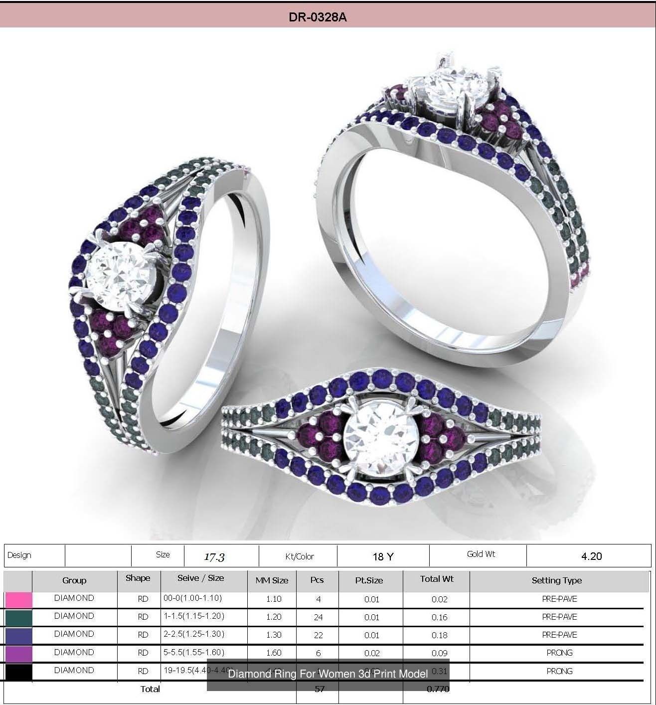 Diamond Rings Collection For Women 3d Print Model _17