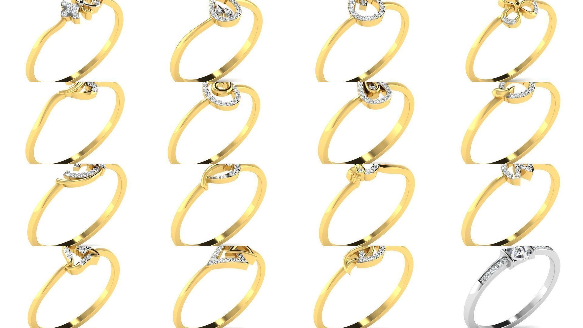 Diamond Rings Collection For Women 3d Print Model _11