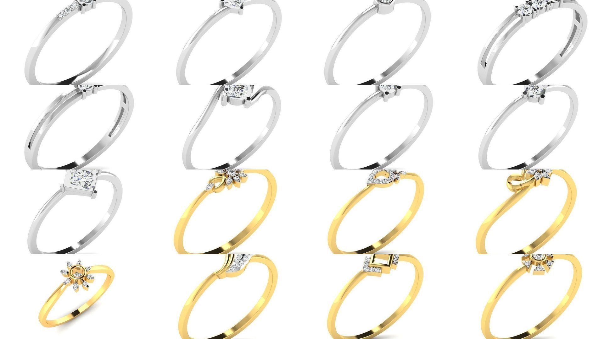 Diamond Rings Collection For Women 3d Print Model _9