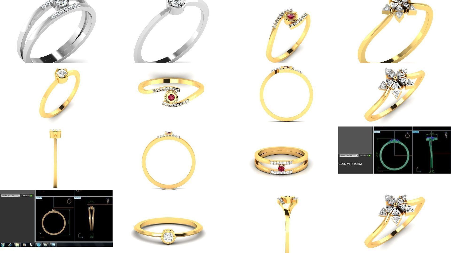 Diamond Rings Collection For Women 3d Print Model _13