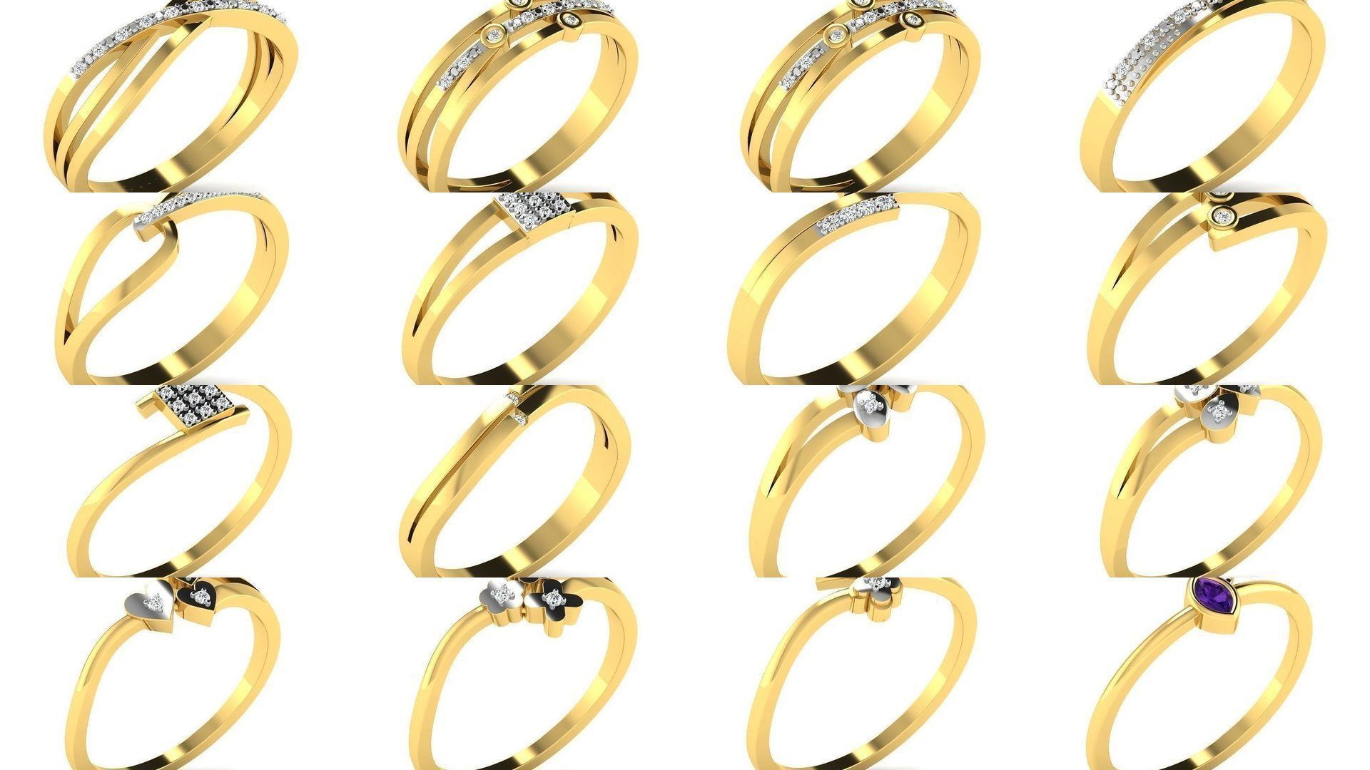 Diamond Rings Collection For Women 3d Print Model _3