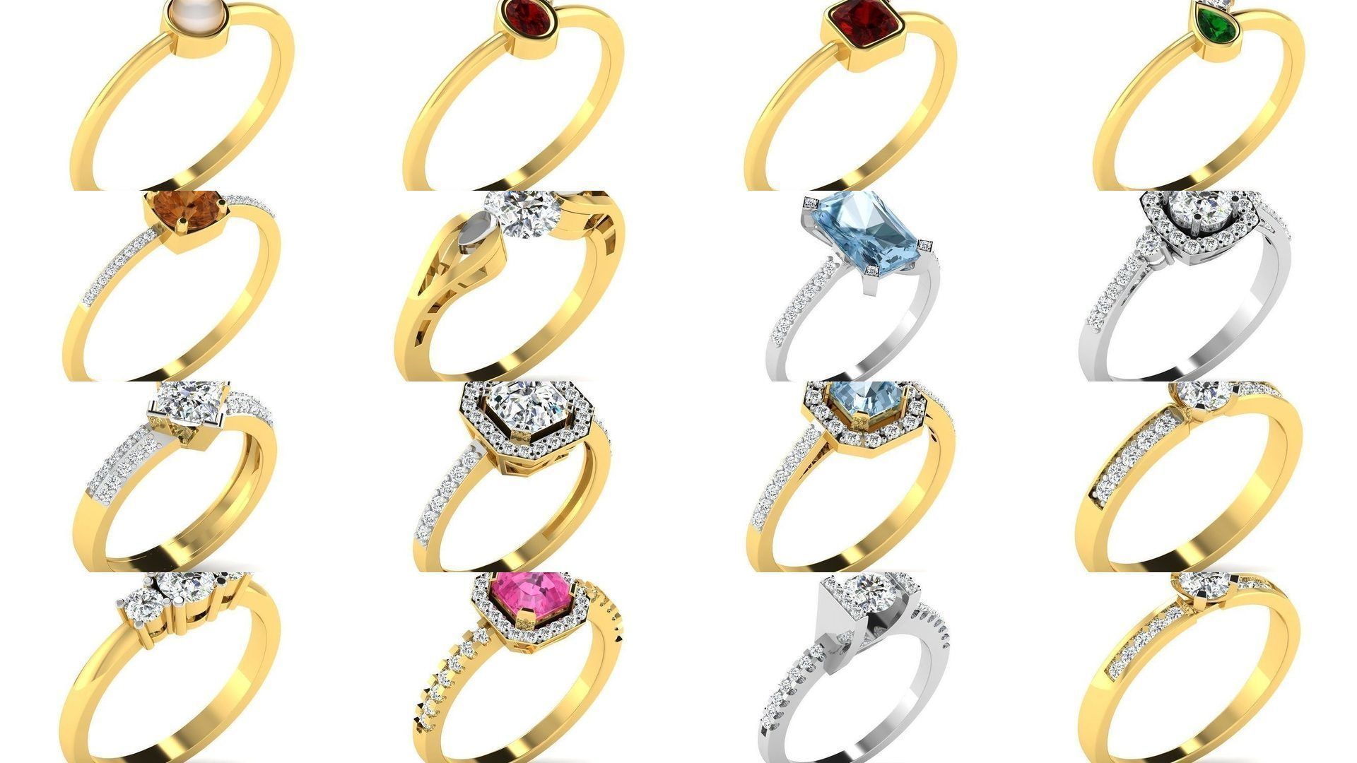 Diamond Rings Collection For Women 3d Print Model _5