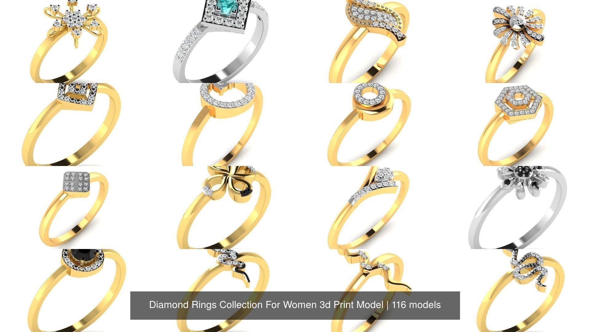 Diamond Rings Collection For Women 3d Print Model _2
