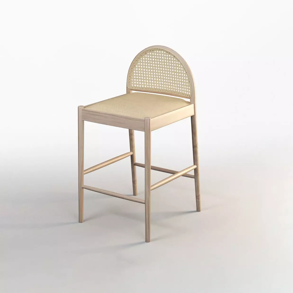 Wicker Rattan Stool Bar 3D model