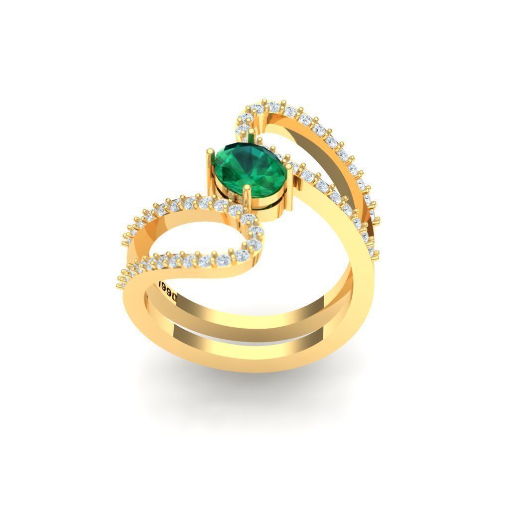 Single Emerald Ring 3D print model_1