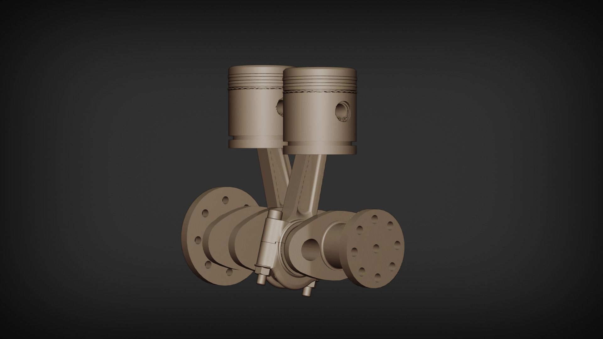 Car Engine Piston - Crankshaft SolidWorks and Blender 3D Low-poly 3D model_8