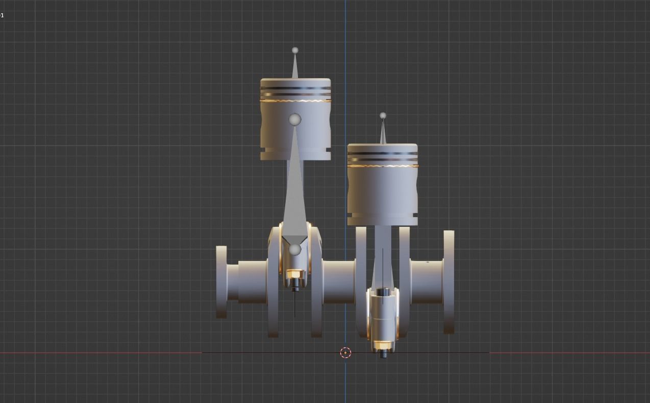 Car Engine Piston - Crankshaft SolidWorks and Blender 3D Low-poly 3D model_10