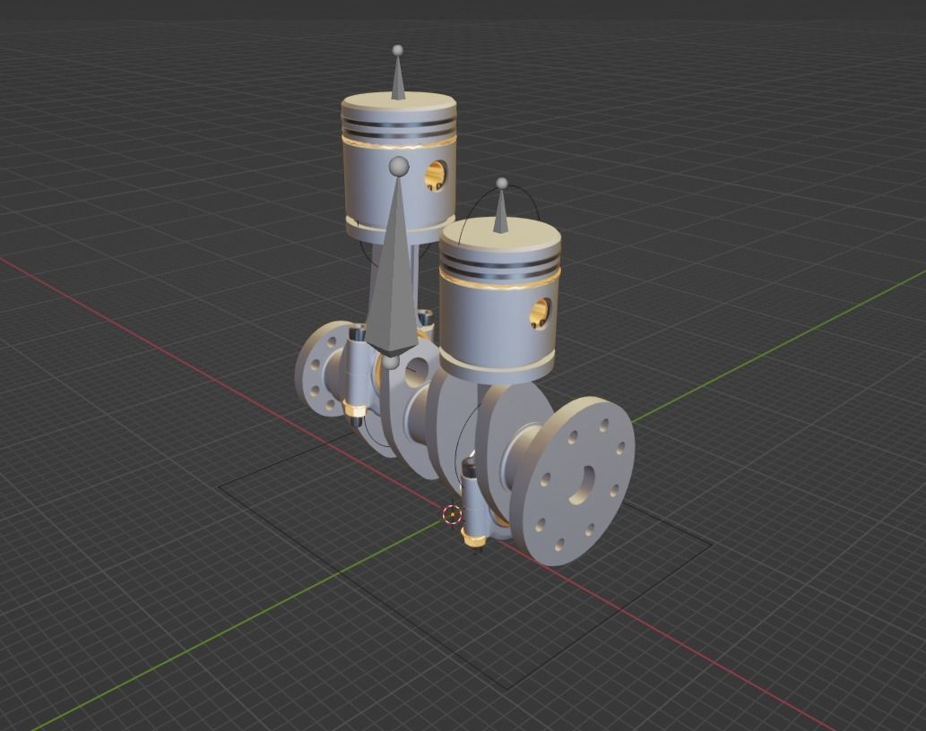 Car Engine Piston - Crankshaft SolidWorks and Blender 3D Low-poly 3D model_11