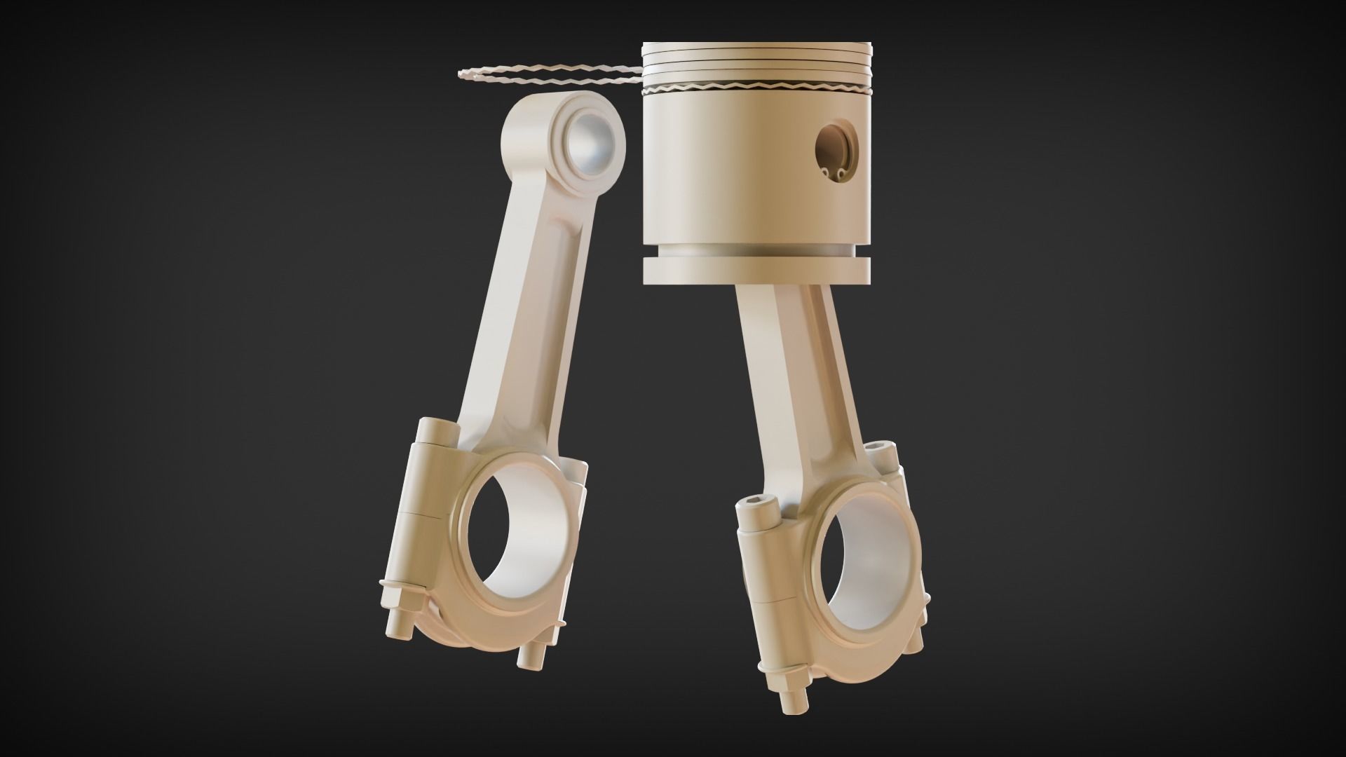Car Engine Piston - Crankshaft SolidWorks and Blender 3D Low-poly 3D model_5