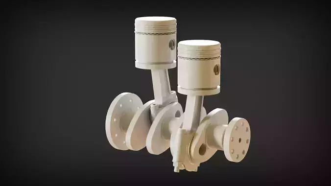 Car Engine Piston - Crankshaft SolidWorks and Blender 3D Low-poly 3D model