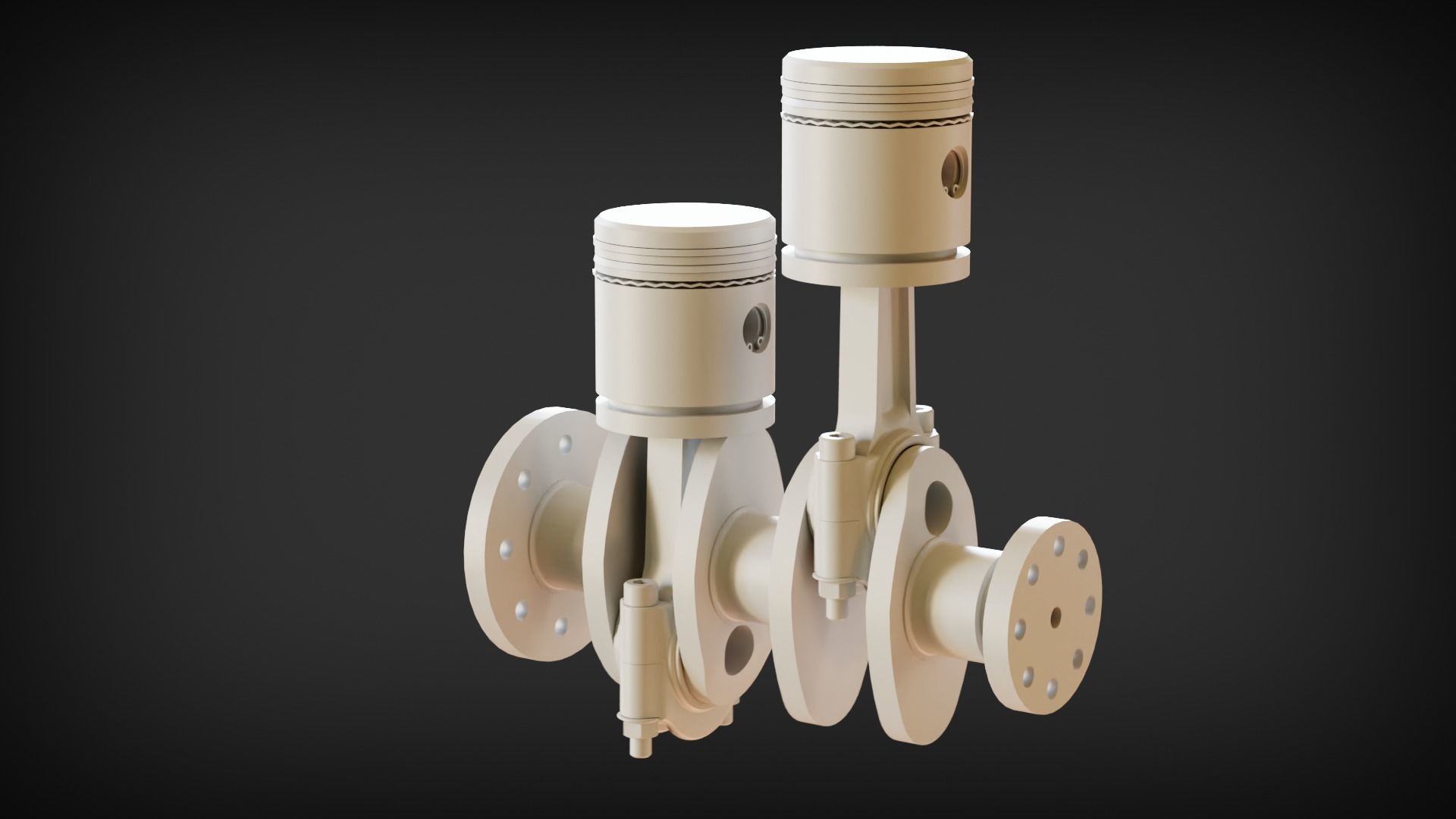 Car Engine Piston - Crankshaft SolidWorks and Blender 3D Low-poly 3D model_2