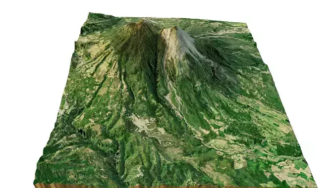 Fuego volcano and acatenango terrain 3d model 3D model