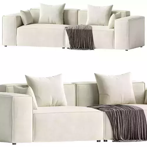 Modern Beige Wood Frame Sofa