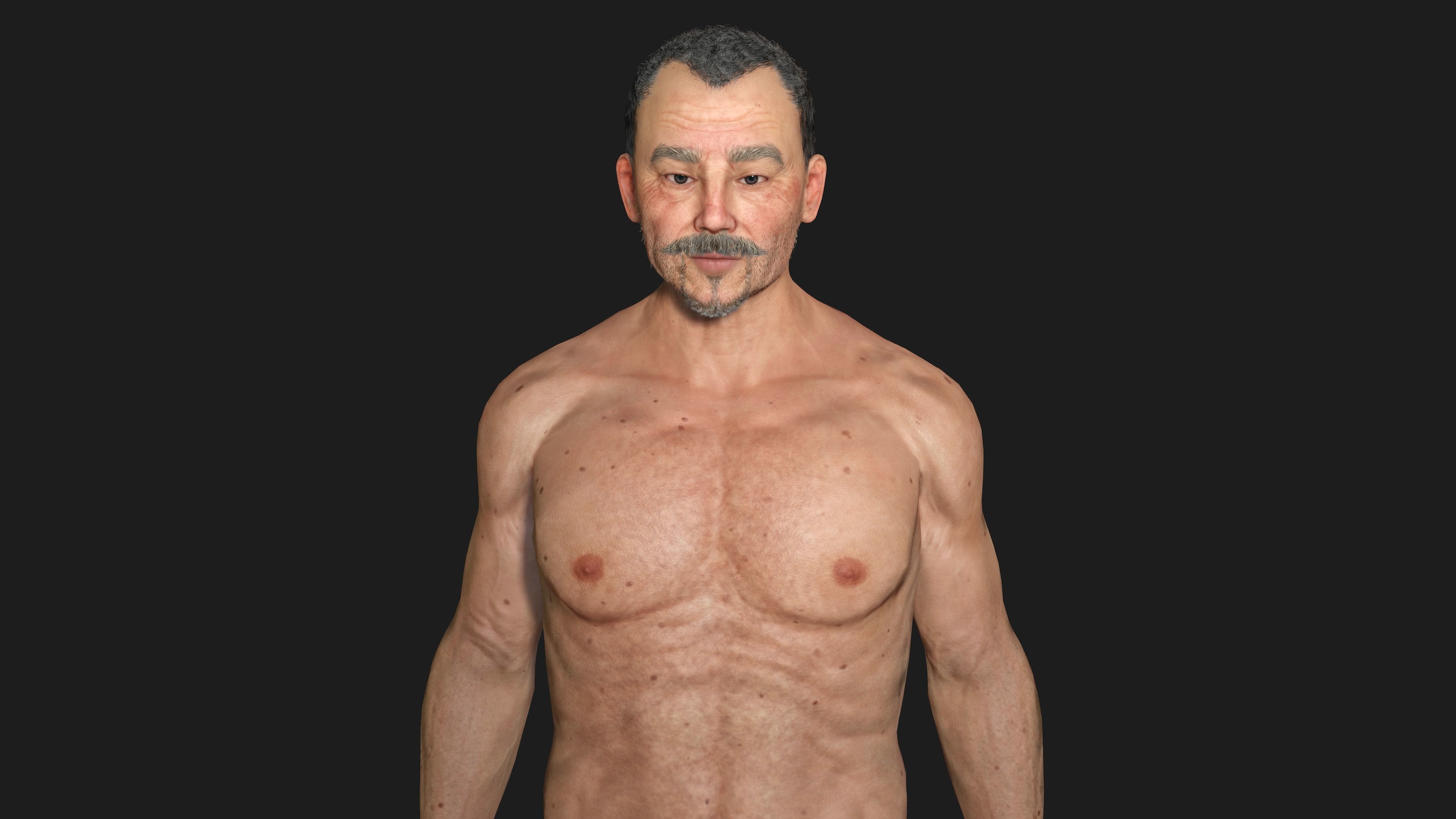 AAA 3D OLD BEARDED MAN - REALISTIC RIGGED GAME READY CHARACTER Low-poly 3D model_8