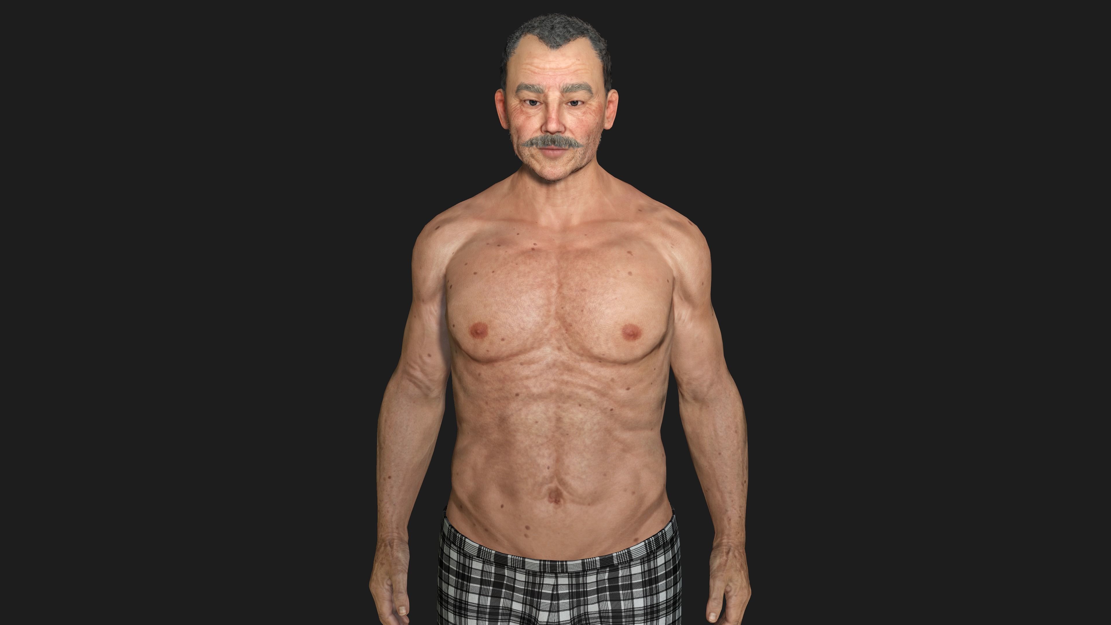 AAA 3D OLD BEARDED MAN - REALISTIC RIGGED GAME READY CHARACTER Low-poly 3D model_11